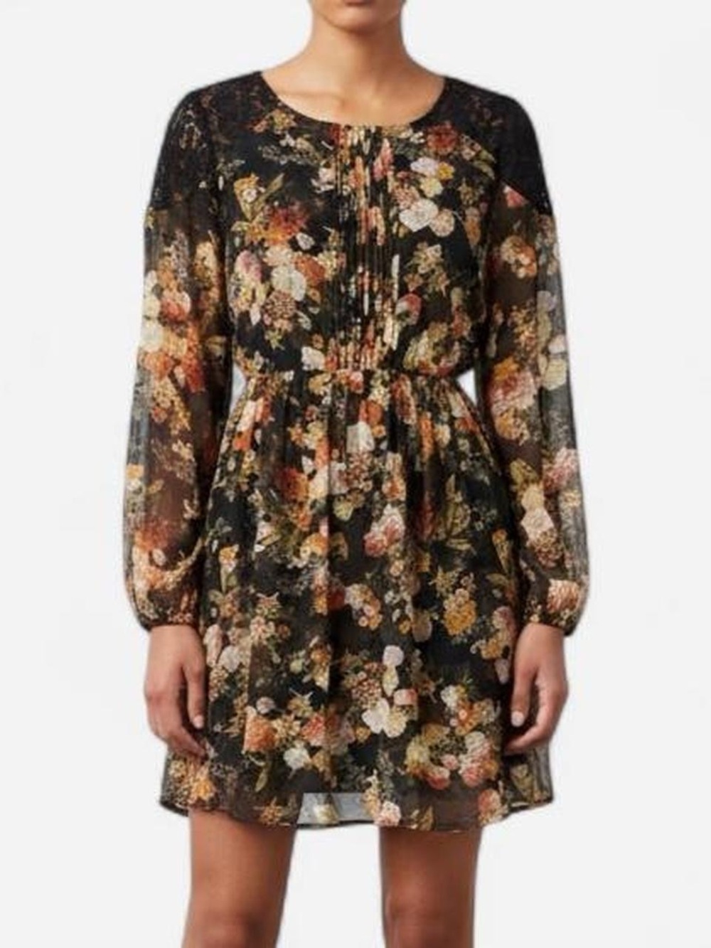 Forever 21 Fall Floral Babydoll Mini Dress sz XS